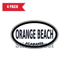 Alabama Orange Beach Oval Sticker 4 Pack 3x2 Inch