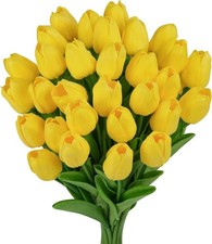 20 Pcs Yellow Tulips Artificial Flowers