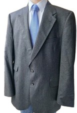 Vintage Evan Picone Mens 46R Gray Wool Sport Coat Blazer Herringbone USA
