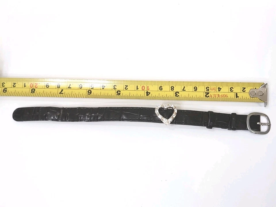 Avon Nina Ricci Black Bracelet Faux Leather Heart Rhinestone Charm Bracelets - Image 4 of 4