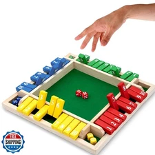 Nicecho Shut The Box Dice Game,2-4 Player Family Wooden Board Table Math Game