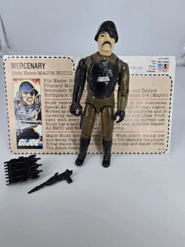 1982-83 GI Joe Major Bludd Swivel Arm Complete Red  Back File Card Mint