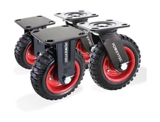 POWERTEC 8 Inch Caster Wheels Set of 4 (2 Swivel & 2 Fixed), Heavy Duty Caste...
