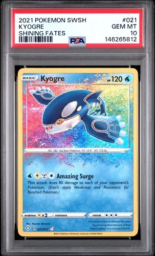 2021 POKEMON SWORD & SHIELD SHINING FATES #021 KYOGRE PSA 10