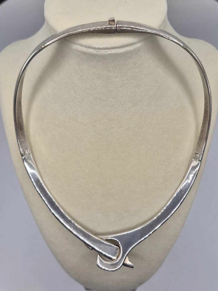 Gargantilha de prata esterlina colar articulado colar modernista sólido México 925 - Imagem 3 de 4