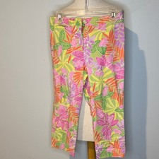 Vintage Lilly Pulitzer Vibrant Floral Pants in Pink and Orange