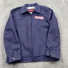 Firestone Work Jacket Mens Medium Navy Blue Pinstripe Mechanic Garage FS220001
