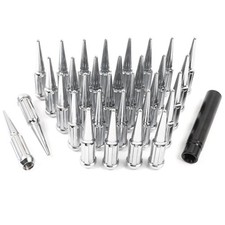 2 in 1 32PCS M14 x 1.5 Chrome Spike Lug Nuts with 1 Socket Key Compatible wit...