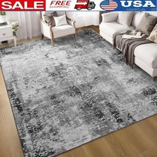 Machine Washable Abstract Area Rug Ultra Soft Non Slip Low Pile Kids Room Carpet