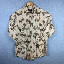 Woolrich Mens Long Sleeve Chamois Shirt Elk Deer Print Casual Outdoors Size XL