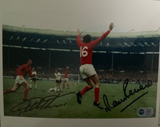 Geoff Hurst & Martin Peters signed 12x8 Image C photo RACC Trusted Seller