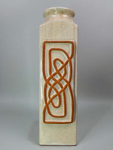 Steinzeug Vase im keltischen Design - 28 cm glasiert eckig - sehr guter Zustand - Bild 2 von 7