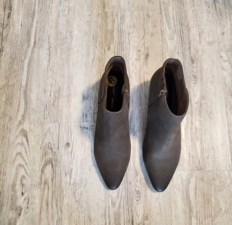 Botines Rockport Comfort espuma viscoelástica talla 9 gris cuero tacón bloque Foto 3 de 4