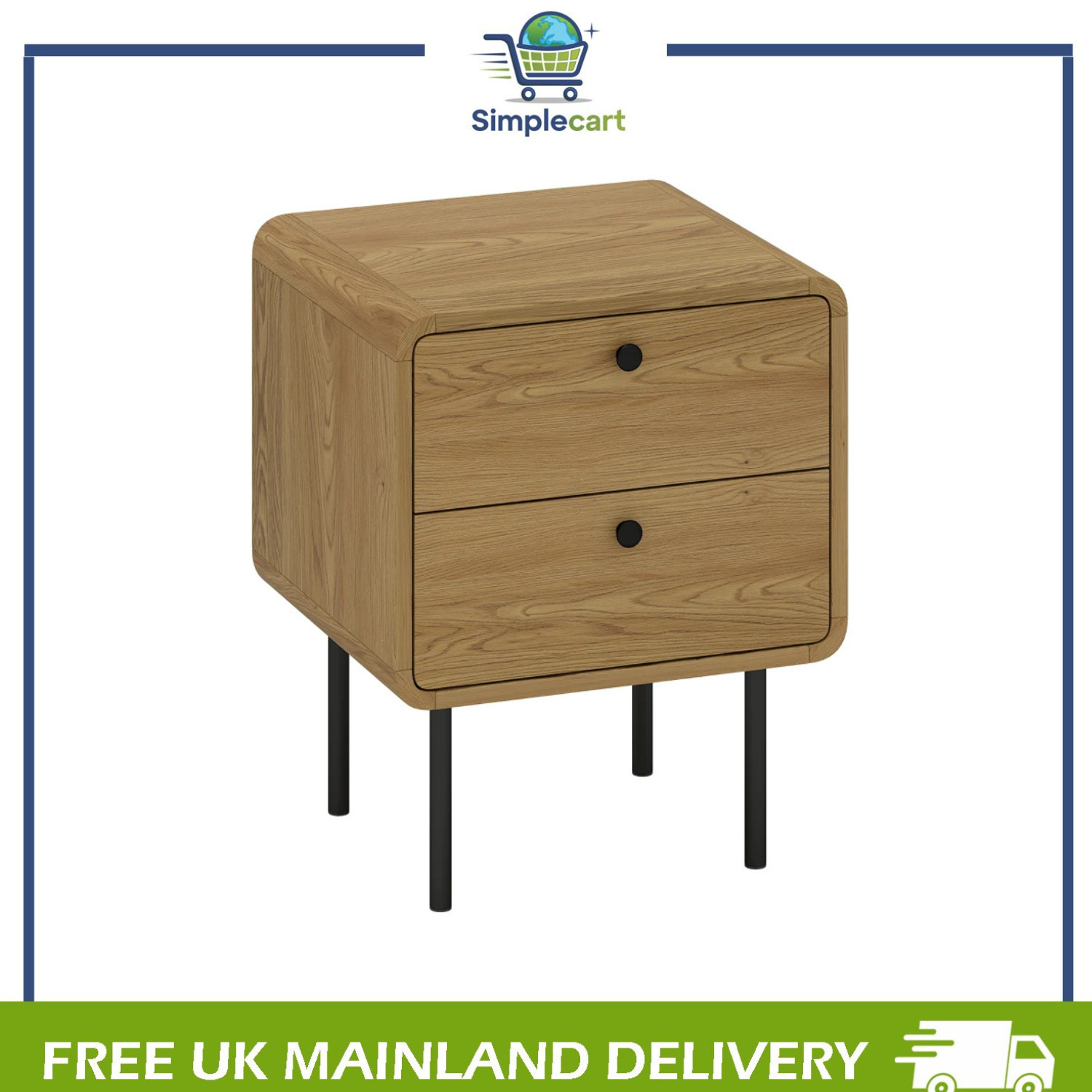 40 cm W Steel Bedside Table - Image 3