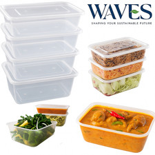 Heavy Duty Plastic Food Containers with Lids 500–1000ml Takeaway Meal Prep
