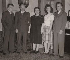1940s Family Group Portrait Living Room Piano Couch Suits Dresses