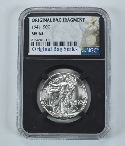 1941 Walking Liberty Half Dollar Original Bag Fragment MS64 NGC *7605