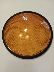 Vintage AKT, 12 Inch, Yellow/Amber, Plastic Traffic Light Lens With Rubber Seal