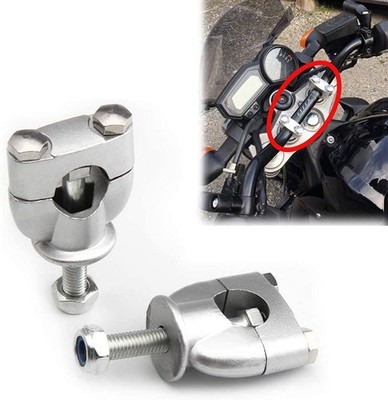Chrome 22mm 7/8'' CNC Motorcycle HandleBar Bar Mount Clamps Risers Adapters Set