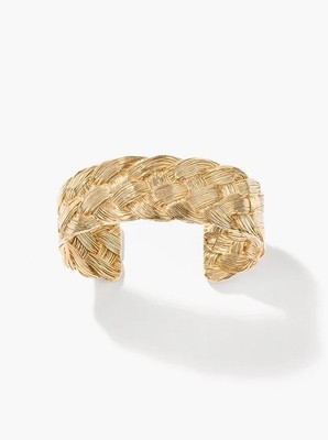 Aurélie Bidermann Tresse Braided Cuff Open Bracelet - Gold (Made in France)