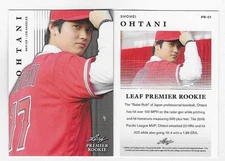 Shohei Ohtani 2018 Leaf Premier Rookies RC #PR-01 Los Angeles Angels