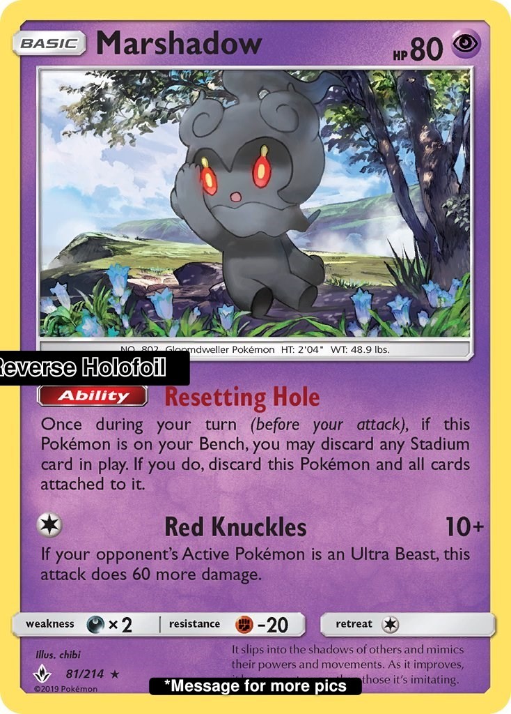 Reverse Holofoil Marshadow - 81/214 - NM - EN SM - Unbroken Bonds