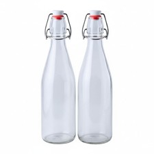Swing Top Glass Bottles 16 oz 500ml 2 Pack Clear Flip Top Bottles with