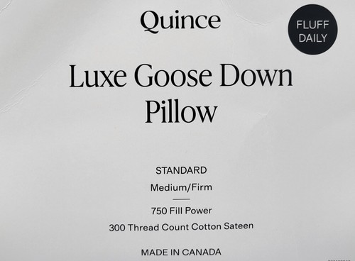 Quince Luxe Goose Down Pillow - Standard Medium/Firm ~ NWOT - Picture 2 of 6