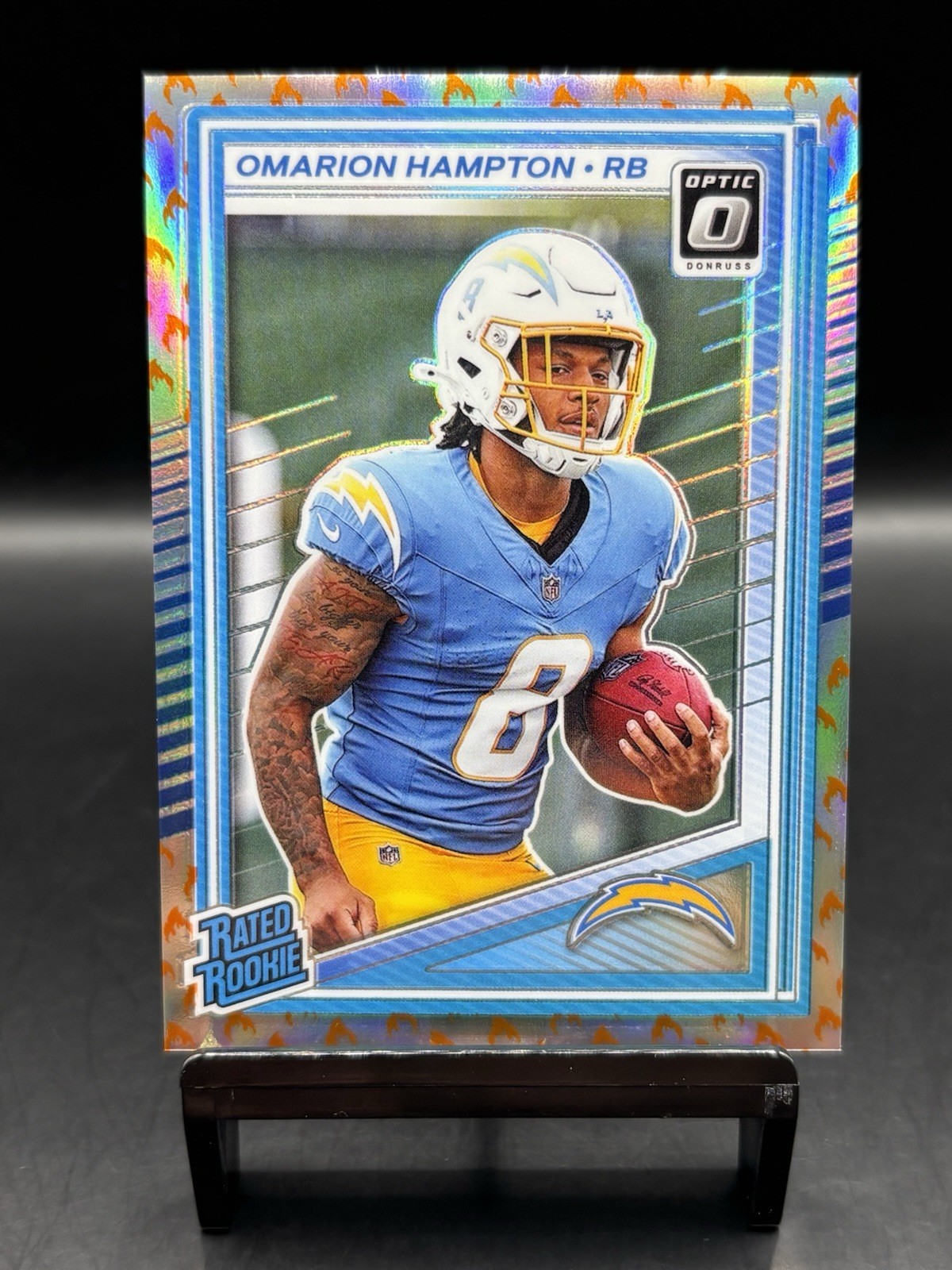 2025 PANINI DONRUSS OPTIC OMARION HAMPTON FIRE EMOJI PRIZM CASE HIT #212