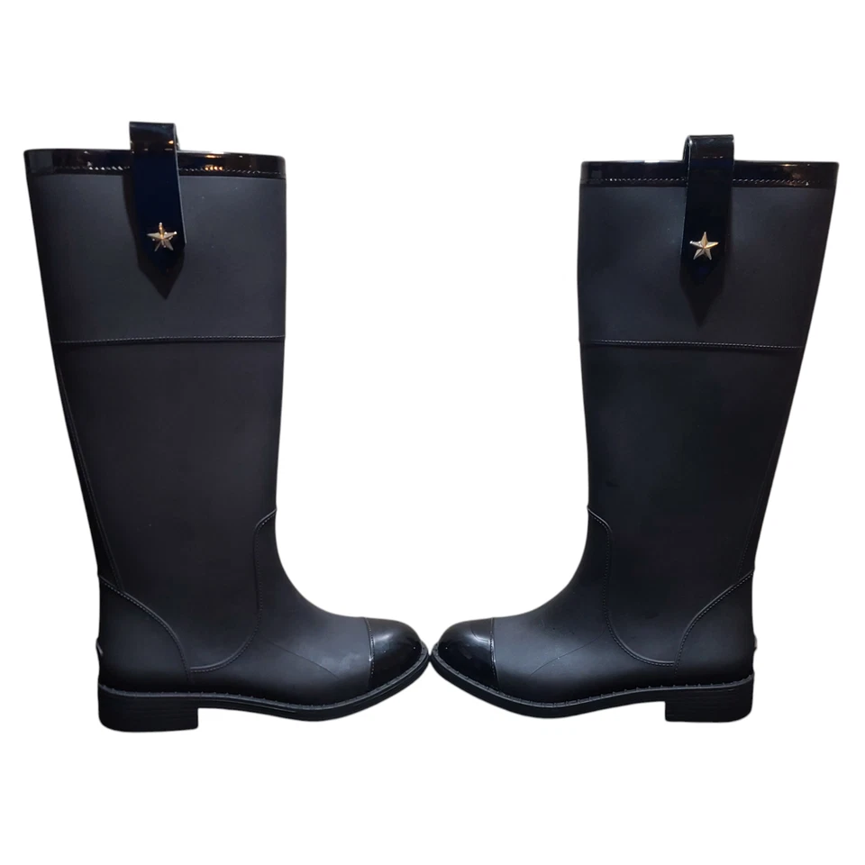 Botas de lluvia Jimmy Choo Edith negras con puntera de goma talla 34EU/4US Foto 4 de 4