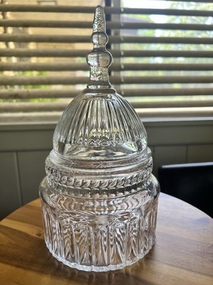 CRYSTAL CLEAR CO. U.S. CAPITOL DOME COVERED CANDY COOKIE BISCUIT DISH