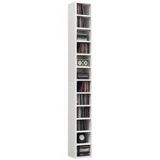 HOMCOM 204 CD Storage Tower, Tall Bookcase Bookshelf with 12 Cubes, White