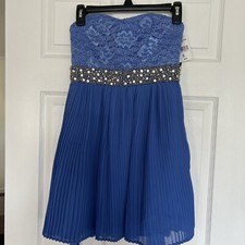 My Michelle Promo Night Sequin Pleaded Dress Size 5 Color Blue