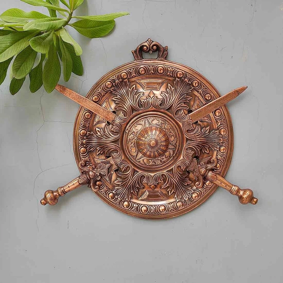 Juego Royal Bahubali Dhal Talwar | Colgantes de montaje en pared con espada y escudo -18 pulgadas Foto 2 de 4