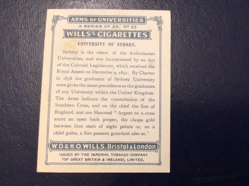 Arms of Universities (1923) Wills Cigarette Cards - Select the Cards you Require - Picture 9 of 11
