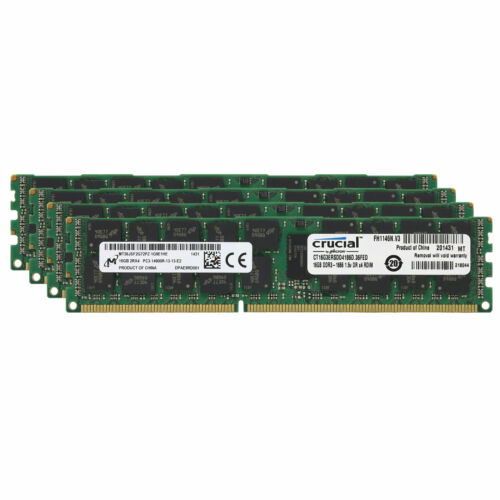 Crucial DDR3 64GB(4 x 16GB)KIT 1866MHz RDIMM 2Rx4 REG ECC Server Memory RAM