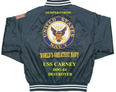 USS CARNEY  DDG-64 DESTROYER EMBROIDERED SATIN JACKET(BACK ONLY)