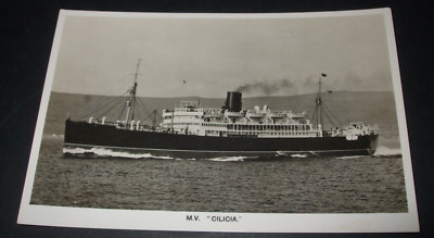 Echt Foto RP Postkarte MV Kilikien Dampfschiff RPPC Liverpool nach Karachi Fahrplan