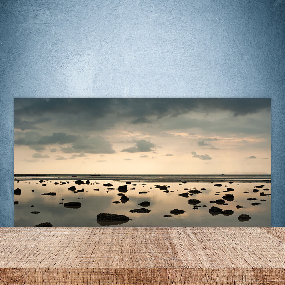 Paroi de cuisine en verre trempé 100x50 cm avec impression HD paysage d'eau premium