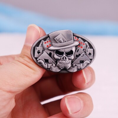 Poker Skull Skeleton Ace Spades Metal Enamel Brooch Pin Badge Tattoo Vegas Biker