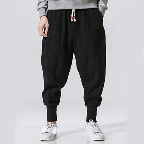 Men Baggy Harem Pants Japanese Mens Crotch Wide Leg Pants Casual Loose Trousers - Picture 7 of 18