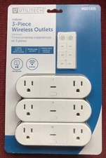 Utilitech Indoor 3-Piece Wireless Outlets - With Remote Control #5071935 New