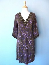 Michael Kors Black Rivet Print Stretchy V-Neck Kimono Sleeve Cocktail Dress S