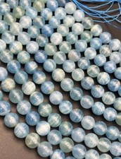 Natural Blue Calcite Gemstone Round Shape Beads 6 mm 8 mm Beads Strands 15.5 inc
