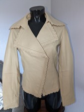 Bnwt Womens Full Circle Beige Leather Scalloped Pcal22 "zeta" Jacket Size Xs 8