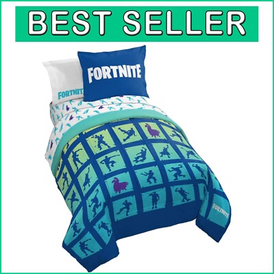 Colorful Fortnite 5-Piece Twin Comforter and Sheet Set - Perfect for Gamers