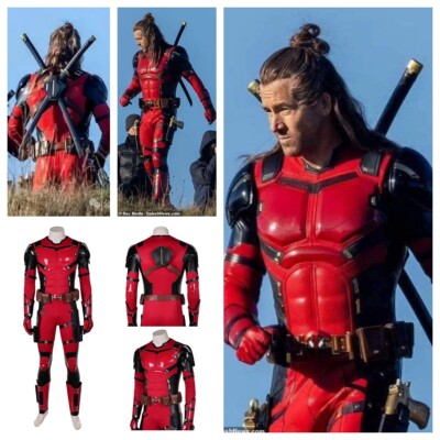 Marvel Deadpool & Wolverine :Deadpool 3 Wade Winston Cosplay Deluxe Red Jumpsuit