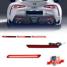 2x Red Rear Bumper LED Reflector Tail Brake Lights For 2020-2024 Toyota GR Supra