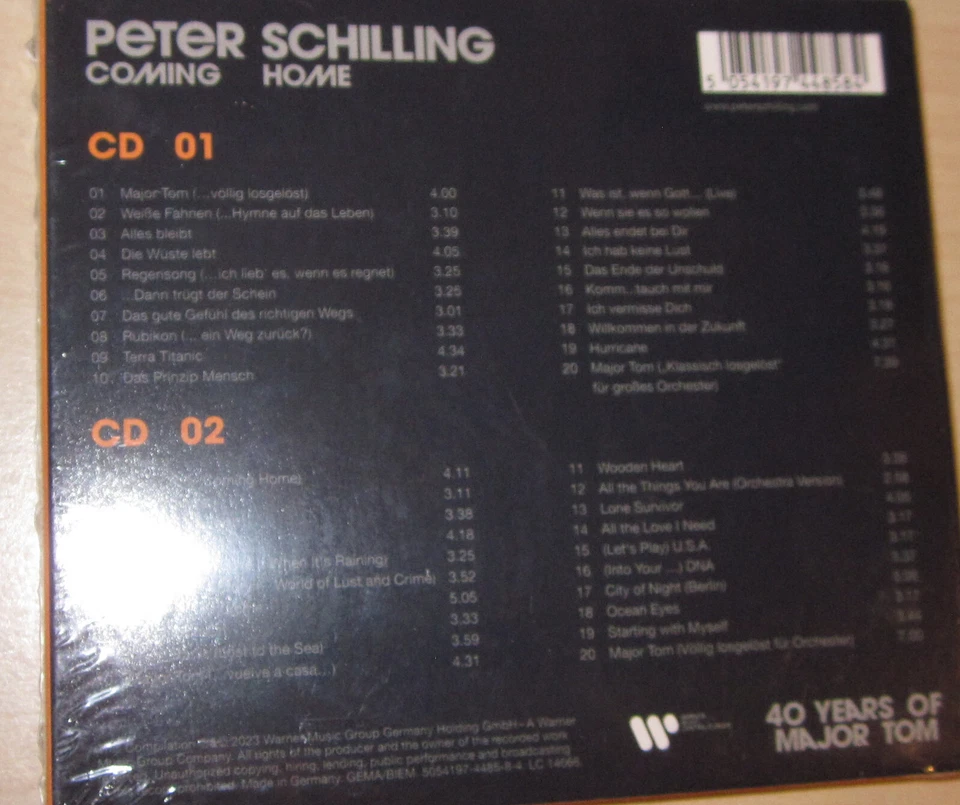 Peter Schilling - Coming Home - 40 Years of Major Tom, Anniversary 2 CD NEU OVP - Bild 2 von 2