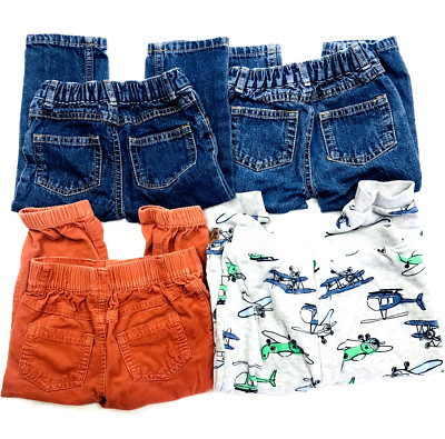 Toddler Jeans Pants (4) Set Carters Cat & Jack Topomini 18 Month Denim Airplane